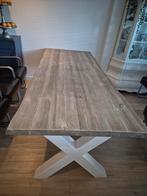 Eettafel boomstam met witte kruis poot, Huis en Inrichting, Tafels | Eettafels, Ophalen, 200 cm of meer, 50 tot 100 cm, Zo goed als nieuw