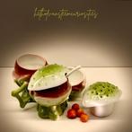 Antieke Porseleinen Zout, Peper & Mosterd Set - Kastanje Des, Antiek en Kunst, Ophalen of Verzenden