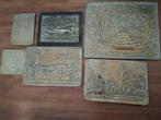 Zes Originele koperen reliëf platen, Antiek en Kunst, Ophalen of Verzenden