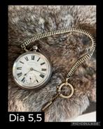 Antiek zilveren Engels zakhorloge met ketting, Antiek en Kunst, Ophalen of Verzenden