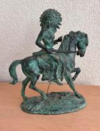 Bronzen beeld cowboy op paard.  Hoogte ca 25 cm, Ophalen of Verzenden