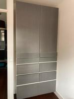 Mooie grijze kast - planken en lades - drie delen, Huis en Inrichting, Kasten | Wandmeubels, Ophalen, Gebruikt, Minder dan 150 cm