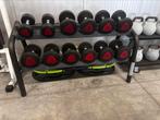 Rubberen Pu Dumbells Ziva 14kg t/m 26kg + Technogym Rek, Sport en Fitness, Fitnessmaterialen, Ophalen, Gebruikt, Dumbbell
