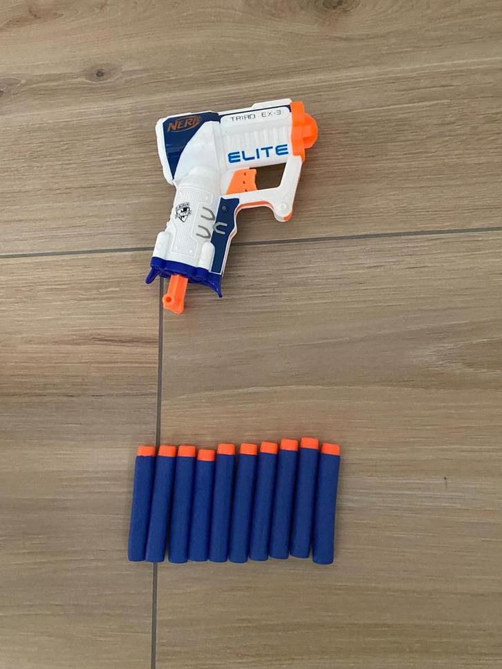 NERF N-Strike Elite Triad EX-3, Kinderen en Baby's, Speelgoed | Buiten | Actiespeelgoed, Zo goed als nieuw, Ophalen of Verzenden
