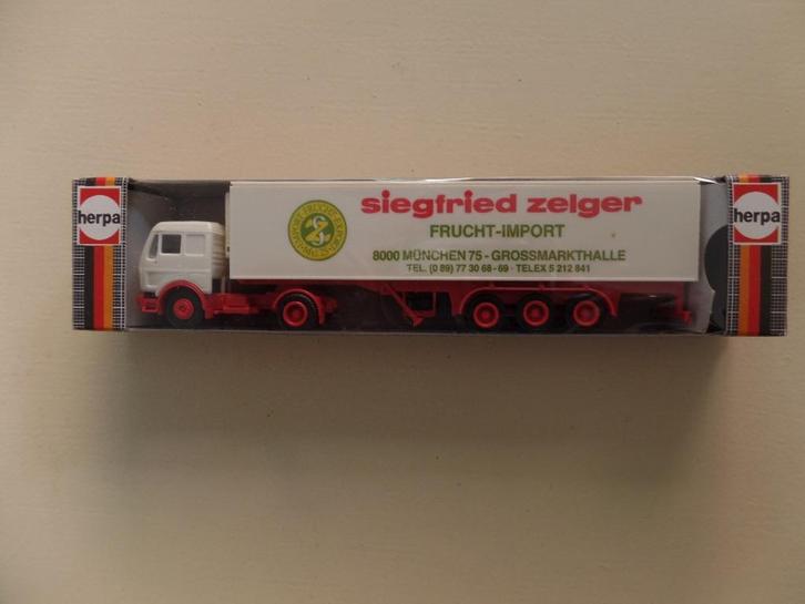 Mercedes trekker / oplegger  Siegfried Zelger Herpa, Hobby en Vrije tijd, Modelauto's | 1:87, Nieuw, Bus of Vrachtwagen, Herpa
