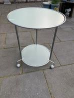 Ikea strind bijzettafel vintage met wieltjes, Huis en Inrichting, Ophalen, Zo goed als nieuw, Rond, Minder dan 55 cm