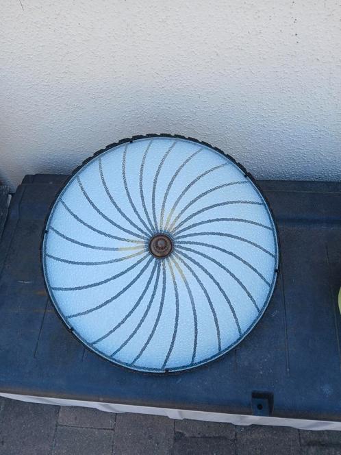 Vintage plafondlamp uit de jaren 50, Huis en Inrichting, Lampen | Plafondlampen, Gebruikt, Glas, Metaal, Ophalen of Verzenden