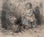 Willem van Nieuwenhoven (1879–1973) - Meisje bij kookpot, Ophalen of Verzenden