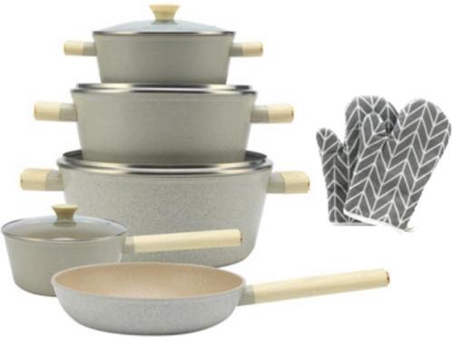 NIEUW! Royal Swiss 11 delig Forged pannenset beige, Huis en Inrichting, Keuken | Potten en Pannen, Nieuw, Pannenset, Overige materialen