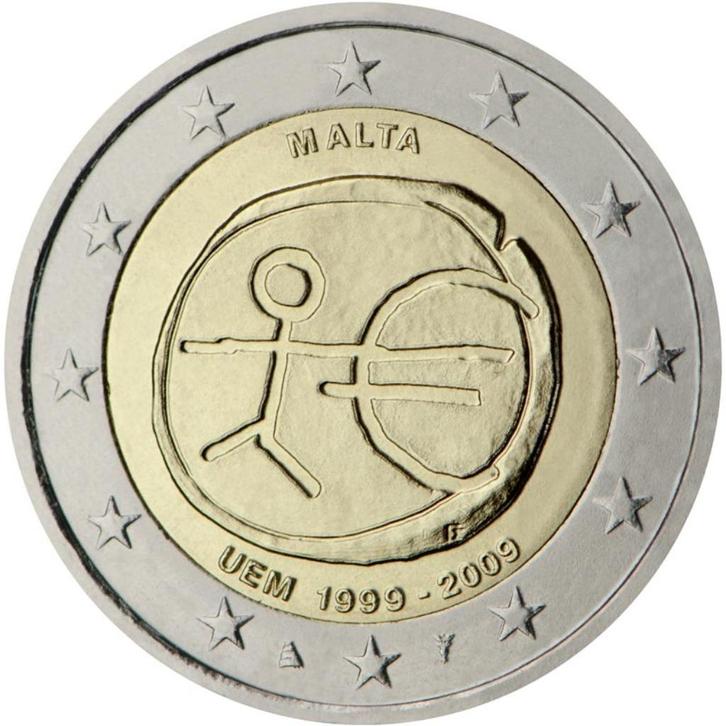 2 euro Malta 2009 - 10 jaar EMU (UNC), Postzegels en Munten, Munten | Europa | Euromunten, Losse munt, 2 euro, Malta, Ophalen of Verzenden