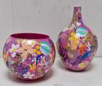Handbeschilderde Vazen Set - Uniek Decoratief, Overige kleuren, Ophalen of Verzenden, Minder dan 50 cm, Glas