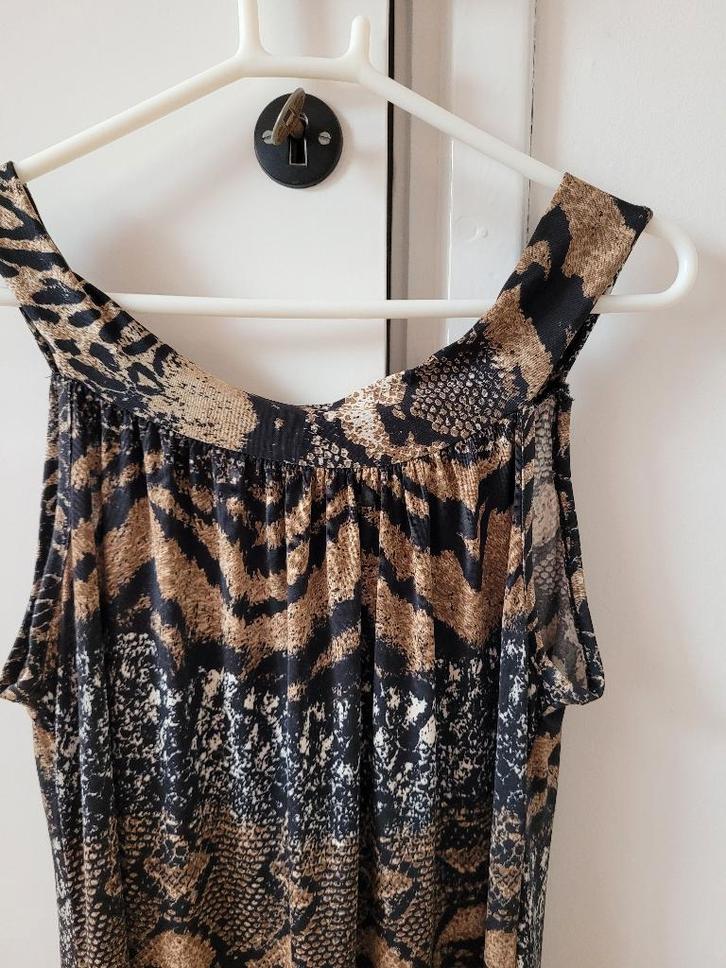 Travelstof animal print leopard tijger jurk jurkje maat M, Kleding | Dames, Jurken, Nieuw, Maat 38/40 (M), Bruin, Onder de knie