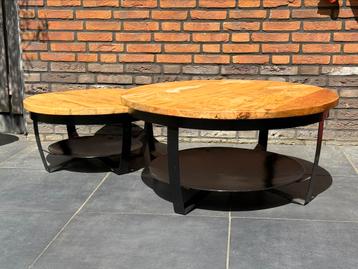 Salontafels set industrieel - Mangohout beschikbaar voor biedingen