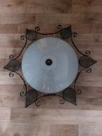 Grote Plafonnière met Glazen Kap - 82 cm, Ophalen, Gebruikt, Glas, Vintage