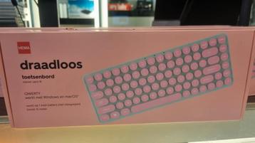 Nieuw  Draadloos Toetsenbord QWERTY - Roze/Blauw beschikbaar voor biedingen