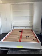 Complete witte Kastenwand 280 x 220 met Opklapbed 140 x 200, Ophalen, Overige materialen, Wit, Tweepersoons