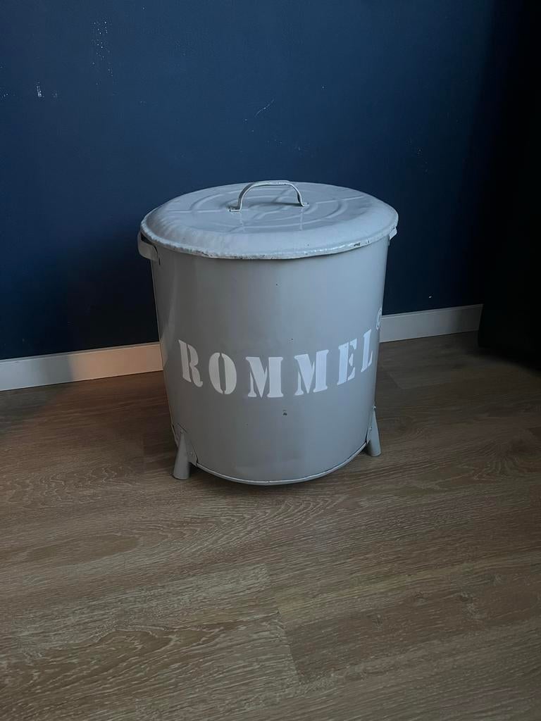 Vintage metalen emmer "Rommel", Ophalen, Gebruikt, 20 tot 30 liter, Metaal