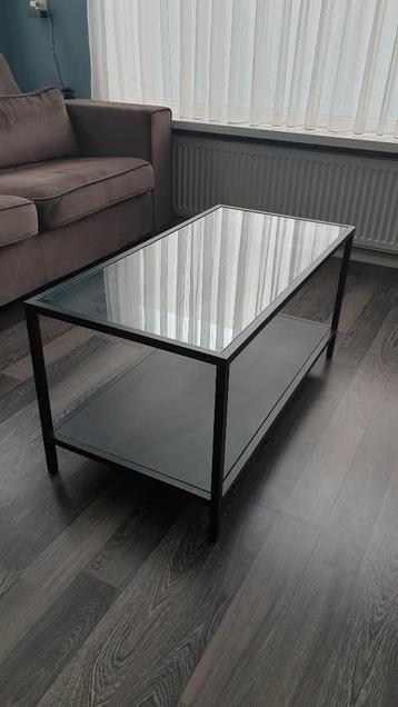 Salontafel zwart in metaal en glas LxBxH = 90x45x45cm beschikbaar voor biedingen