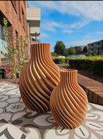 Spiraal vazen beige bruin set van 2 3D design vaas, Ophalen of Verzenden, Nieuw, Overige kleuren, Minder dan 50 cm