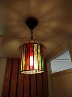 Hanglamp antiek - glas in lood, Huis en Inrichting, Lampen | Hanglampen, Ophalen of Verzenden, Gebruikt, Glas, Minder dan 50 cm