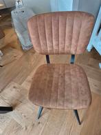 6 eetkamerstoelen cognac stof, Ophalen, Bruin, Zo goed als nieuw, Stof