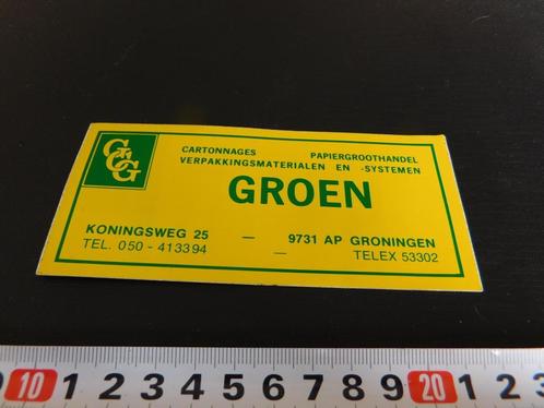 sticker groningen GROEN cartonnages verpakkingsmaterialen, Verzamelen, Stickers, Zo goed als nieuw, Bedrijf of Vereniging, Ophalen