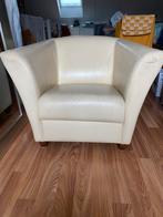 2 fauteuils (leer / gebroken wit), Huis en Inrichting, Fauteuils, Gebruikt, Ophalen of Verzenden, 50 tot 75 cm, Leer