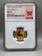 Lunar 3 - 2021 1/4oz goud year of the Ox - NGC MS70, Ophalen of Verzenden, Goud