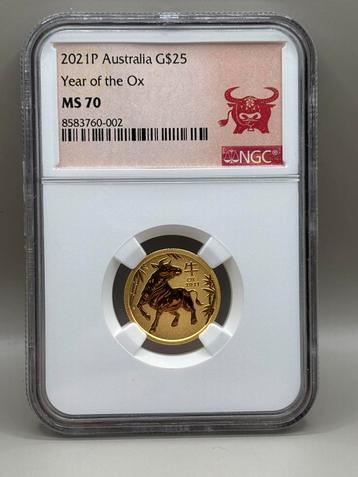 Lunar 3 - 2021 1/4oz goud year of the Ox - NGC MS70 beschikbaar voor biedingen