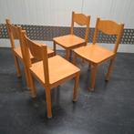 SCHILTE Vintage set 4 stoelen schoolstoelen Zithoogte 45, Ophalen, Gebruikt, Bruin, Vier