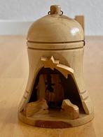 Kerst Olijfhouten bel met mini Kerststal zgan rookvrij huis, Ophalen of Verzenden, Zo goed als nieuw