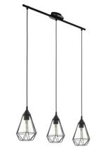 Eglo hanglamp zwart met 3 lampen, Ophalen of Verzenden, Metaal, Zo goed als nieuw, 50 tot 75 cm