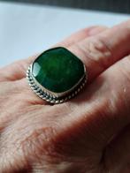 Smaragd Ring - 925 Zilver - Maat 16.5, Gebruikt, Verzenden, Kleiner dan 17, Met edelsteen