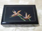 Lakdoos paradijsvogel bloem sieradendoos juwelen kist retro, Sieraden, Tassen en Uiterlijk, Beautycases, Overige kleuren, Ophalen of Verzenden