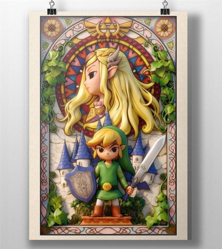 the Legend of Zelda 3D look Retro Videogame Poster, Verzamelen, Posters, Nieuw, Film en Tv, A1 t/m A3, 3D, Verzenden