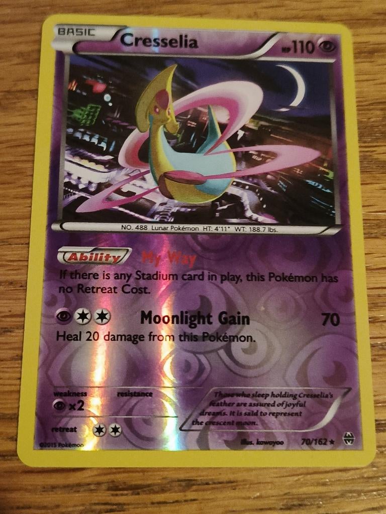 Cresselia reverse holo 70/162 breakthrough, Ophalen of Verzenden, Zo goed als nieuw, Losse kaart, Foil