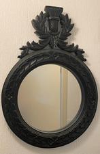 Spiegel zwart hout, Ophalen, Rond, 50 tot 75 cm, Minder dan 100 cm