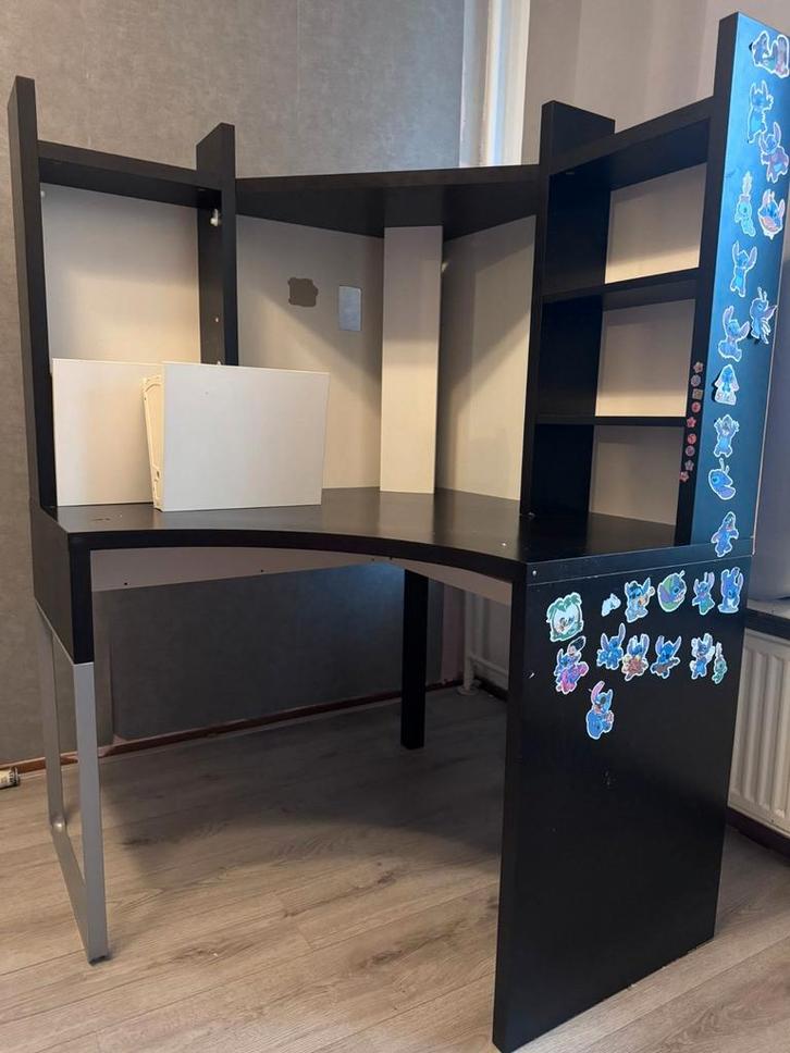 Micke hoekbureau zwart, Huis en Inrichting, Bureaus, Gebruikt, Ophalen