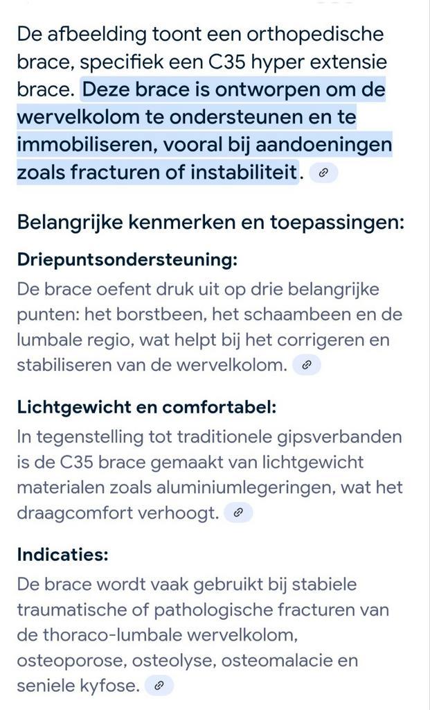 C35 hyperextensie brace, Diversen, Braces, Nieuw, Ophalen of Verzenden
