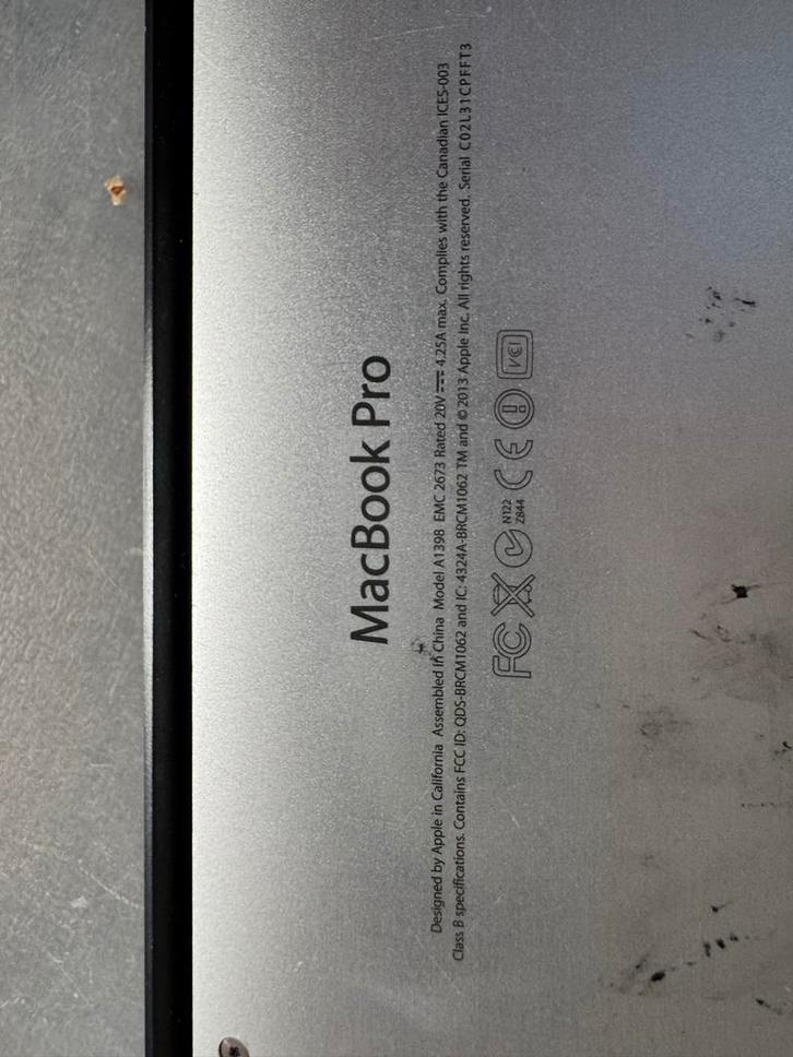 MacBook Pro 15" A1398 - Display defect!, Computers en Software, Apple Macbooks, Gebruikt, MacBook Pro, 15 inch, 2 tot 3 Ghz, 256 GB