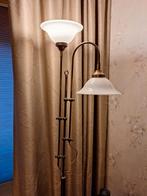 Vintage vloerlamp bronskleurig met 2witte kappen, Ophalen, Zo goed als nieuw, 150 tot 200 cm