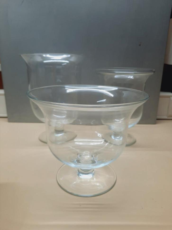 3 Glazen Bokalen/Vazen - Sierstuk Herfst/Kerst, Huis en Inrichting, Woonaccessoires | Vazen, Zo goed als nieuw, Overige kleuren