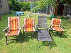 HERLAG tuinstoelen, massief hout. 2 laag+1 hoog+ 1 ligstoel,, Ophalen, 4 zitplaatsen, Gebruikt, Stoel