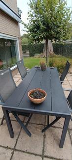 Tuintafel Jutlandia Jysk Maderup 90*205 zwart, Ophalen, Gebruikt, Kunststof, 8 zitplaatsen