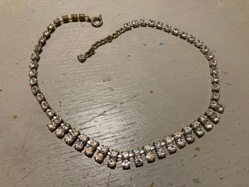 Vintage strass costume Jewelry collier ketting zilverkleurig beschikbaar voor biedingen