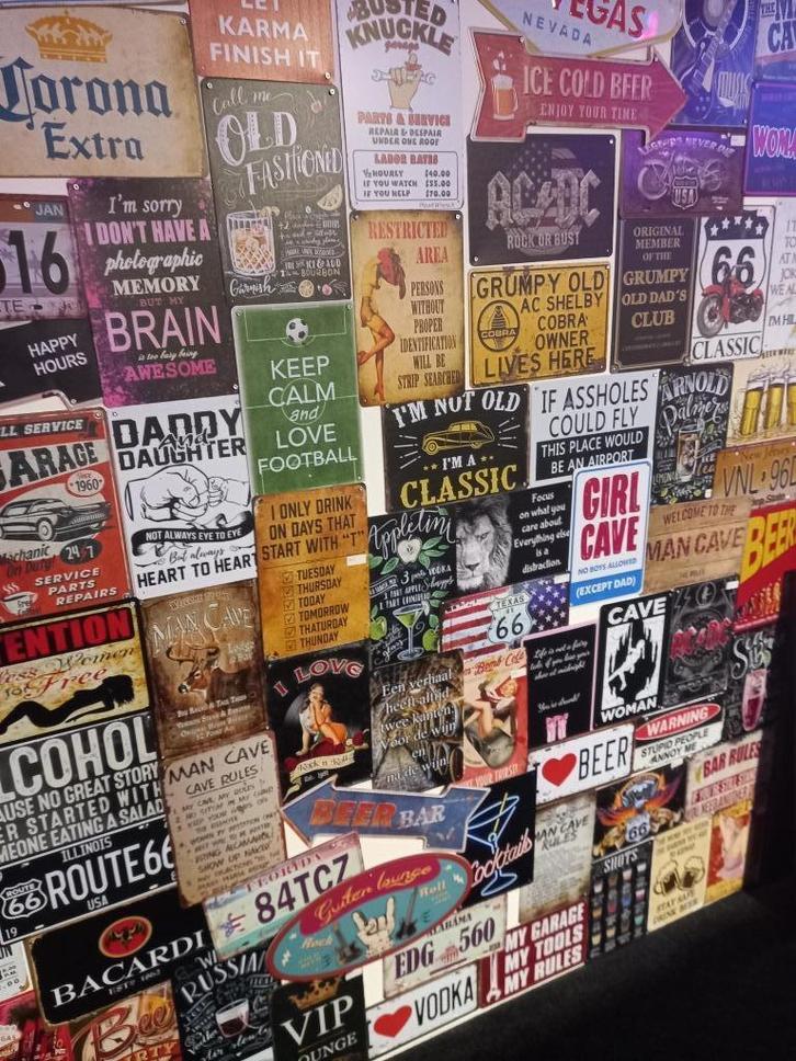 Wandborden - Tekstbord - Mancave decoratie - Metalen borden, Huis en Inrichting, Woonaccessoires | Wanddecoraties, Nieuw, Ophalen of Verzenden