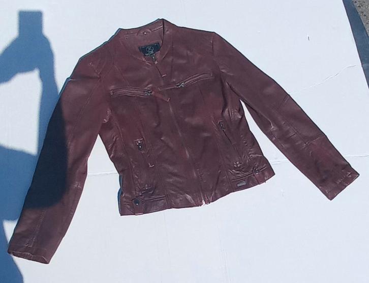 Echt leren jasje, Kleding | Dames, Jasjes, Kostuums en Pakken, Zo goed als nieuw, Jasje, Maat 38/40 (M), Rood, Ophalen of Verzenden