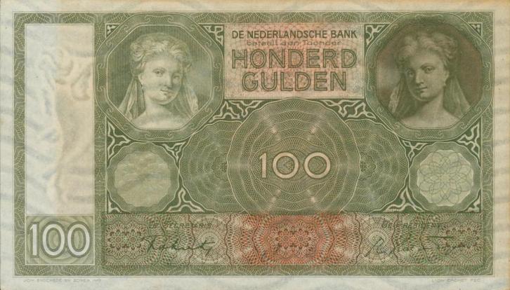 Honderd Gulden Vrouwenkop No KF 041817, 1930 (UNC), Postzegels en Munten, Bankbiljetten | Nederland, Los biljet, 100 gulden, Verzenden