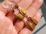 Vanoli Lange 925 zilveren oorbellen met tijgeroog, Daiva1973@hotmail.com, Hangers, Vanoli, Overige kleuren