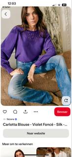 Sezane 100% silk top Carlotta, Kleding | Dames, Paars, Ophalen of Verzenden, Zo goed als nieuw, Lange mouw